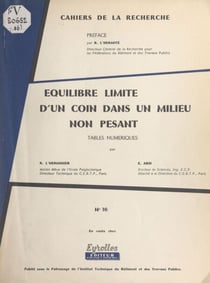Équilibre limite d'un coin dans un milieu non pesant - Tables numériques