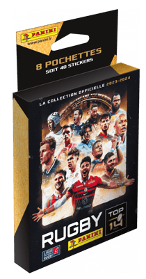 Blister 8 pochettes de stickers à collectionner Rugby Top 14 2023-2024