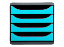 Bloc de rangement 4 tiroirs - gris/turquoise