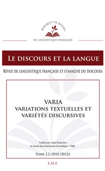 Varia, Variations textuelles et variétés discursives - 2.2 - 2010 [2012]