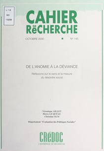 De l'anomie à la déviance - Réflexions sur le sens et la mesure du désordre social