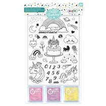 30 tampons mousse - Happy birthday licorne