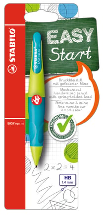 Porte-mine droitier + 3 mines HB STABILO - EASYergo 1.4 - Turquoise/vert clair