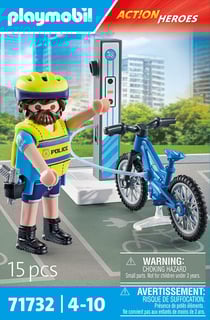 Playmobil - Policier cycliste avec borne de recharge - 71732 - Les policiers