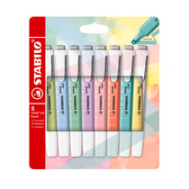 Lot de 8 surligneurs pointe fine - STABILO - Couleurs assorties - Swing cool pastel