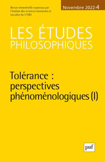 Revue Les études philosophiques n.4 : tolérance : perspectives phénoménologiques (édition 2022)