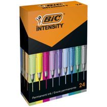 Boîte de 24 Marqueurs Permanents - BIC Intensity Fine et BIC Intensity Fine Metallic - Pointe Fine - Couleurs Assorties