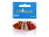 6 pompons en fils de coton de 2cm  - curry, brique, écru - Créalia