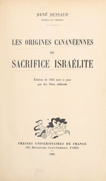Les origines cananéennes du sacrifice israélite