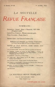 La Nouvelle Revue Française N' 64 (Avril 1914)