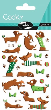 Stickers Cooky Maildor - Teckels - 7,5 x 12cm - 1 planche