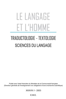 Sciences du langage - Dossier F.L.E.S. - 2003 - 38.1