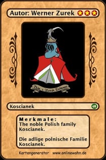 The noble Polish family Koscianek. Die adlige polnische Familie Koscianek.