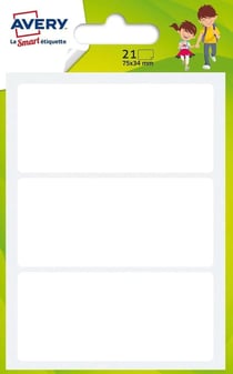 21 étiquettes multi-usages - blanches - 34 x 75 mm