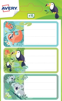 15 étiquettes scolaires - jungle - 76 x 34 mm