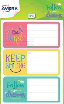 15 étiquettes scolaires - phrases fun - 76 x 34 mm