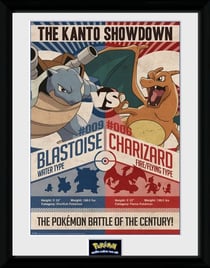 Poster encadré Pokémon - "Red V Blue" - 30x40cm