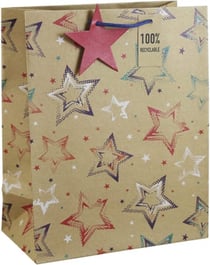 Sac format L - Etoiles kraft