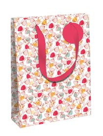 Sac cadeau Clairefontaine - Kraft Blanc - Large -  26,5x14x33 cm - 210g - fleurs sur fond blanc