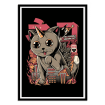 Affiche encadrée Ilustrata - Catzilla framed  - 34 x 40 cm