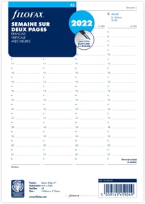 Recharge pour organiseur semainier 2022 - A5 - Filofax - Blanc