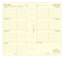 Recharge agenda civil semaine/2 pages 2023 - 9,5 x 17,1 cm - Filofax - Crème