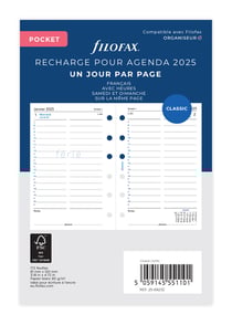 Recharge pour agenda journalier 2026 Letts of London - Pocket 8,1 x 12 cm