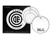 Code Drumheads Fusion - Jeu de peaux de batterie - 4 pièces - 10"/12"/14" - transparent