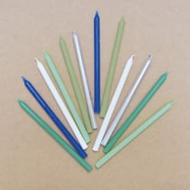Lot de 12 bougies longues ScrapCooking® - Bleu et argent - 12 cm