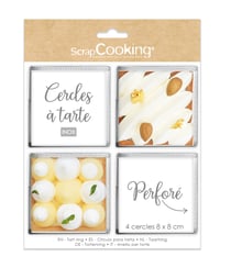 Lot de 4 cercles à tarte ScrapCooking® - Carré - 8 x 8 cm