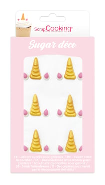 Lot de 6 décorations en sucre ScrapCooking®- Corne de licorne - 13 g