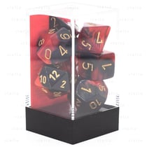 7 dés pour JDR Chessex - Gémini - Noir rouge or