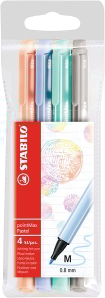 Lot de 4 stylos-feutres - pointMax Pastel - Pointe moyenne - STABILO