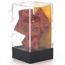 7 dés pour JDR Chessex - Granit - Orange et noir