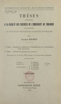 Recherches théoriques et expérimentales sur l'électromagnétisme relativiste