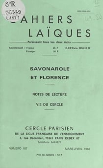 Savonarole et Florence - Notes de lecture, vie du cercle