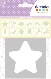 Lot de 12 pochoirs Artemio - Rainbow - 9 x 9 cm