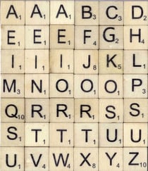 Lettres scrabble en bois x42
