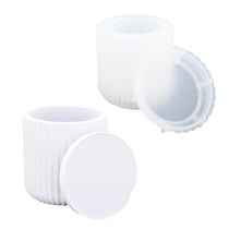 Moule en silicone - Pot nervuré et couvercle - Jesmonite