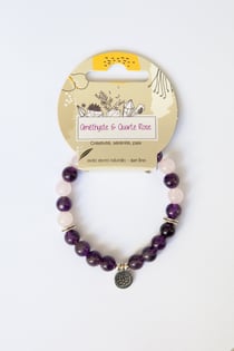 Bracelet Améthyste quartz rose et métal