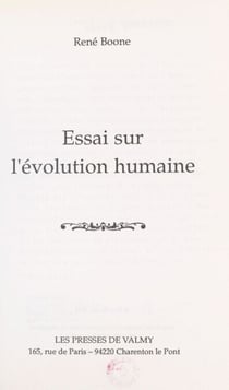 Essai sur l'évolution humaine