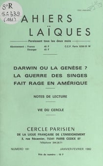 Darwin ou la Genèse ? : la guerre des singes fait rage en Amérique - Notes de lecture - Vie du Cercle
