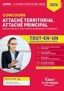 Concours Attaché territorial - Attaché principal - Catégorie A - Tout-en-un - Concours externe, interne, 3e voie et examen professionnel 2026-2027