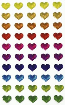 50 stickers cœur - multicolore - 7.5x12 cm