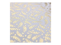 Papier Mahé - 30x30cm - blanc feuillages or