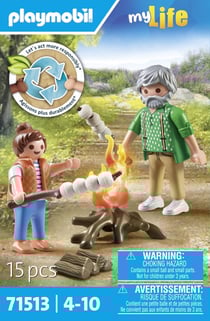 Playmobil® - Grand-père petite fille et feu de camp - 71513