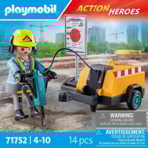 Playmobil - Ouvrier marteau-piqueur et signalisation - 71752 - La construction