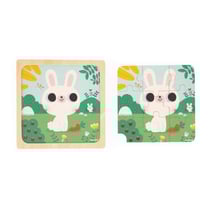 Puzzle en Bois - Lapin Blanc 9 Pièces - Modèle Imprimé sous le Puzzle - Developpe la Motricité Fine et le Sens de l'Observation