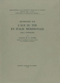 Recherches sur l'Âge du fer en Italie méridionale - Sala Consilina