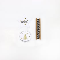 6 étiquettes rondes et étoiles - Noël